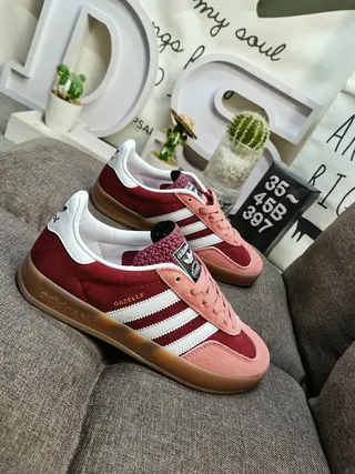 Adidas Gazelle Bordeaux et Rose Daim Sneakers Lifestyle 9
