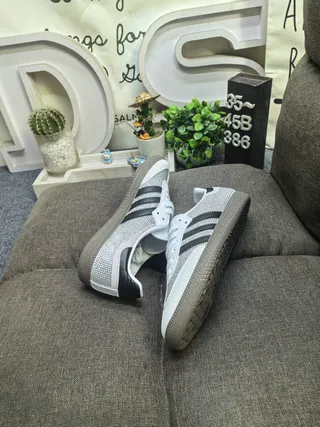 Adidas Gray Black Mesh Upper Three-Stripe Side Panel Lifestyle Sneakers 6
