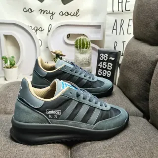 Adidas Gris Negro Retro Runner Silueta Suede Y Textil Superior Zapatillas Lifestyle