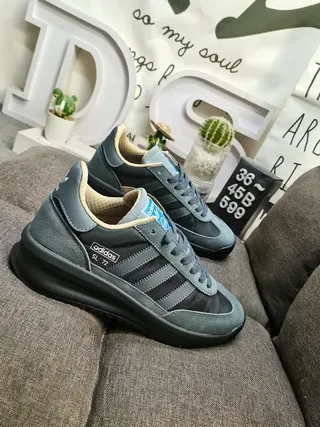 Adidas Cinza Preto Retro Runner Silhueta Suede E Têxtil Superior Tênis Lifestyle 9