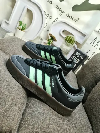 Adidas أحذية رياضية أخضر وبني جلد ناعم علوي ثلاث شرائط أسلوب حياة 7