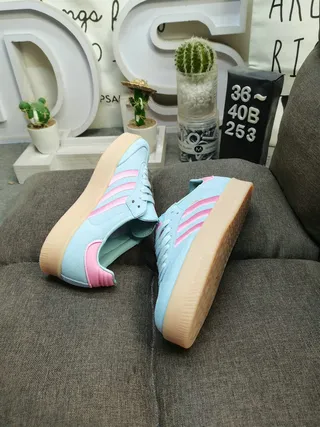 Adidas أحذية رياضية أخضر وبني جلد ناعم علوي ثلاث شرائط أسلوب حياة 16