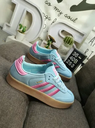 Adidas أحذية رياضية أخضر وبني جلد ناعم علوي ثلاث شرائط أسلوب حياة 19
