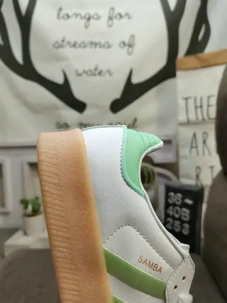 Adidas أحذية رياضية أخضر وبني جلد ناعم علوي ثلاث شرائط أسلوب حياة 23