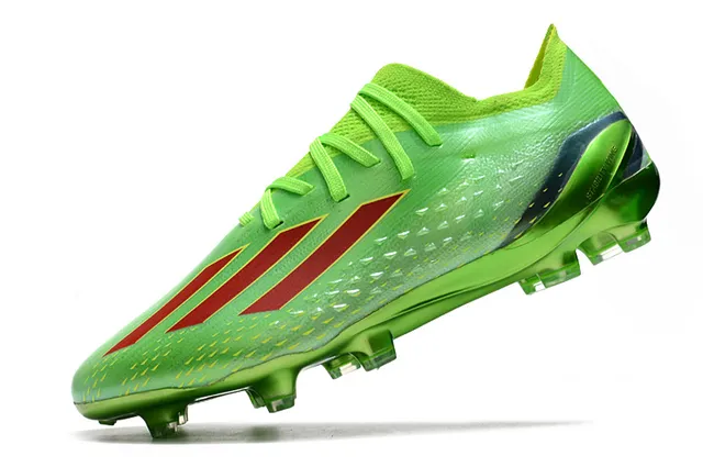 Adidas Verde Rojo Zapatos de Fútbol de Corte Bajo Upper de Tejido Cordones Asimétricos Superficie Firme 3