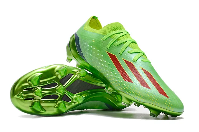 Adidas Verde Rojo Zapatos de Fútbol de Corte Bajo Upper de Tejido Cordones Asimétricos Superficie Firme 4