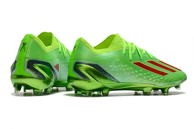Adidas Verde Rojo Zapatos de Fútbol de Corte Bajo Upper de Tejido Cordones Asimétricos Superficie Firme 5
