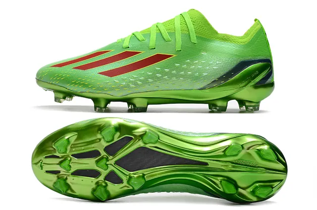 Adidas Verde Rojo Zapatos de Fútbol de Corte Bajo Upper de Tejido Cordones Asimétricos Superficie Firme 6