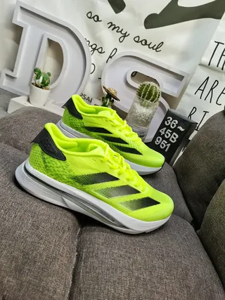 Adidas Lightstrike Pro Yellow Black Neon Engineered Mesh Three-Stripe Overlay Running Shoes 9