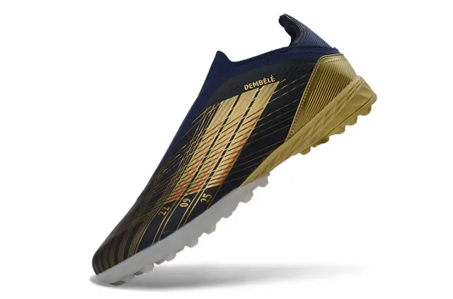 Adidas Tênis de futebol turf navy gold low-cut sock-fit upper three-stripe design 3