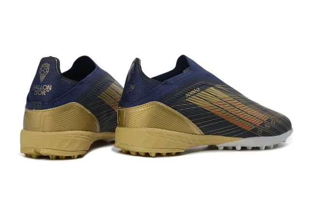 Adidas Tênis de futebol turf navy gold low-cut sock-fit upper three-stripe design 6