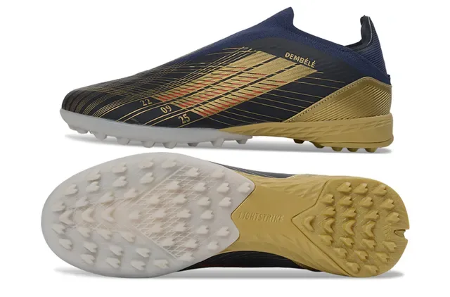 Adidas Tênis de futebol turf navy gold low-cut sock-fit upper three-stripe design 7