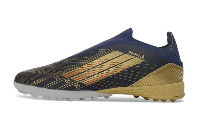 Adidas Tênis de futebol turf navy gold low-cut sock-fit upper three-stripe design 8