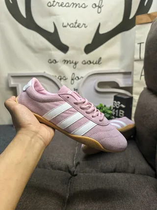Adidas Tênis Lifestyle Camurça Rosa Branco Painel Lateral Três Listras 5