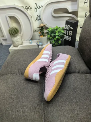 Adidas Tênis Lifestyle Camurça Rosa Branco Painel Lateral Três Listras 6
