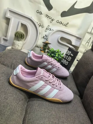 Adidas Tênis Lifestyle Camurça Rosa Branco Painel Lateral Três Listras 9