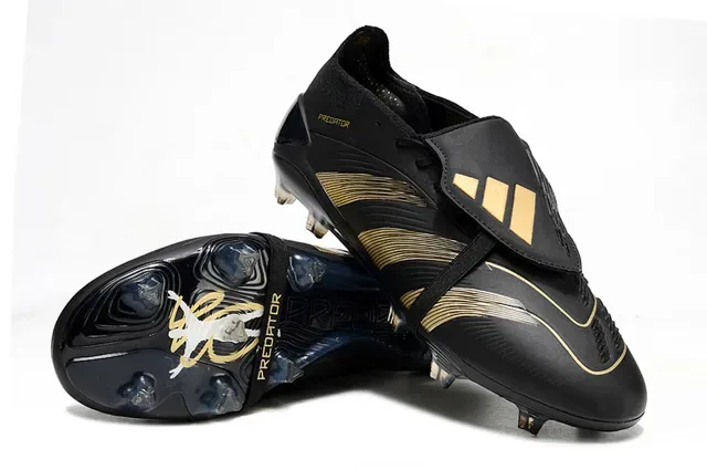 Adidas Predator Tênis de Futebol para Gramado Firme Preto e Dourado 4