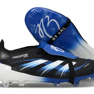 Adidas Predator Noir Bleu sans lacets fermeture à sangle haut gradient terrain ferme chaussures de football