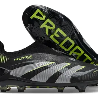 Adidas Predator Noir Vert Collet Chaussant Texturé Synthétique Supérieur Sol Ferme Chaussures de Football