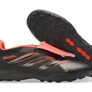 Adidas Predator Black Orange Low-Cut Silhouette Synthetic Leather Upper Turf Soccer Shoes