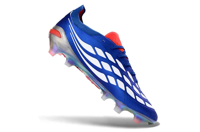 Adidas Predator Chaussures de football à empeine synthétique bleu argent trois bandes terrain ferme 2