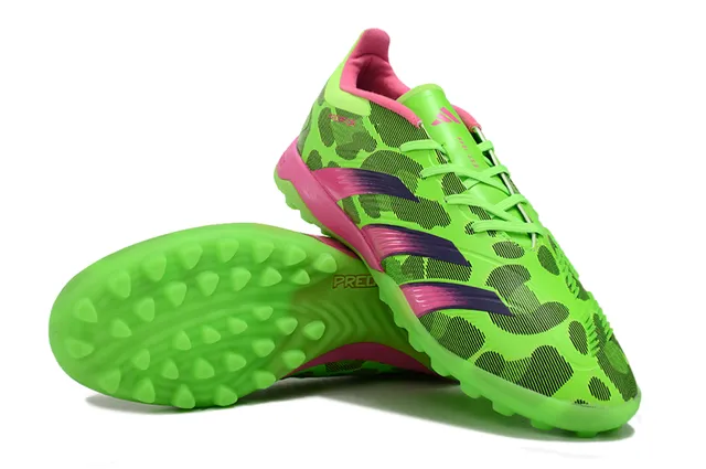Adidas Predator সবুজ গোলাপি নিওন ক্যামো উপরের মিডসোল অ্যাকসেন্ট টার্ফ সকার জুতো 4