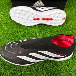 Adidas Predator Nanostrike أسود أبيض أحمر أحذية كرة القدم للعشب الصناعي