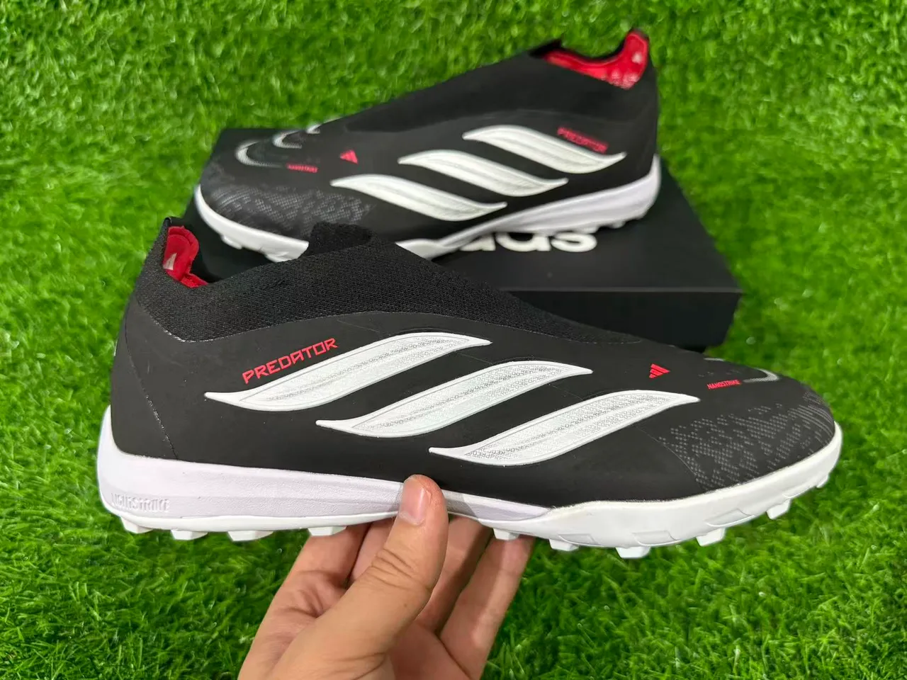 Adidas Predator Nanostrike Black White Red Artificial-Grass Soccer Shoes 4