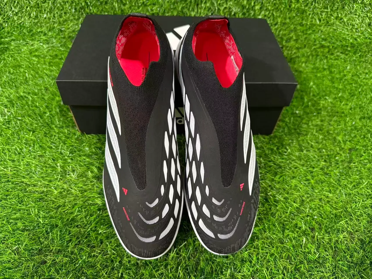 Adidas Predator Nanostrike Black White Red Artificial-Grass Soccer Shoes 6