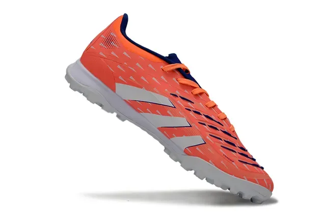 Adidas Predator Orange White Low-Cut Synthetic Upper Textured Geometric Pattern Turf Soccer Shoes 2