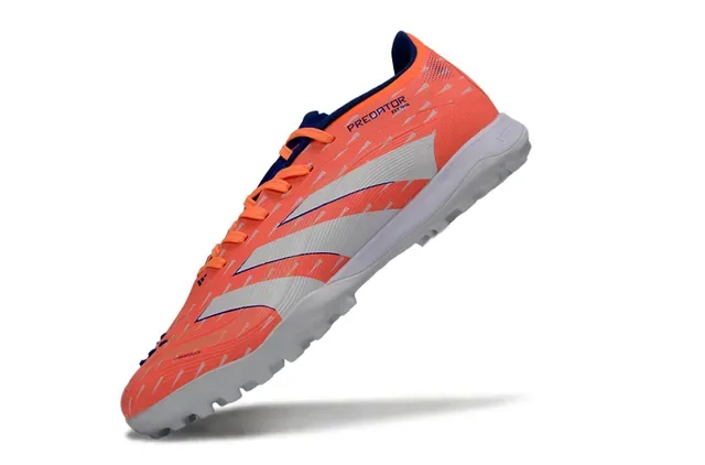 Adidas Predator Orange White Low-Cut Synthetic Upper Textured Geometric Pattern Turf Soccer Shoes 3