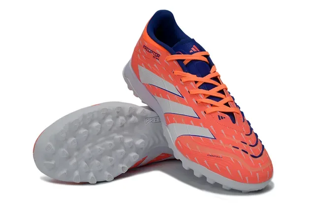 Adidas Predator Orange White Low-Cut Synthetic Upper Textured Geometric Pattern Turf Soccer Shoes 4