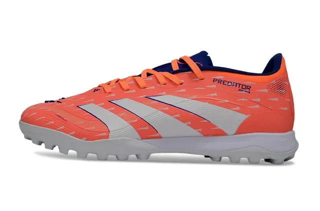 Adidas Predator Orange White Low-Cut Synthetic Upper Textured Geometric Pattern Turf Soccer Shoes 7