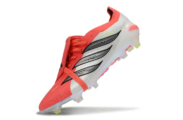 Adidas Predator Vermelho Prateado Baixo Corte Silhueta Iridescente Translucida Solado Campo Natural Calçados de Futebol 3