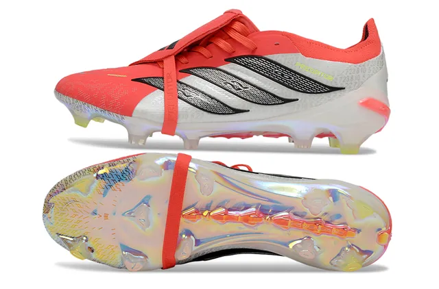 Adidas Predator Vermelho Prateado Baixo Corte Silhueta Iridescente Translucida Solado Campo Natural Calçados de Futebol 6
