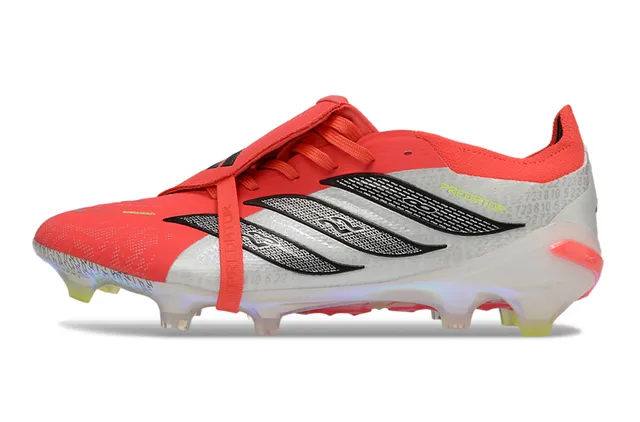 Adidas Predator Vermelho Prateado Baixo Corte Silhueta Iridescente Translucida Solado Campo Natural Calçados de Futebol 7