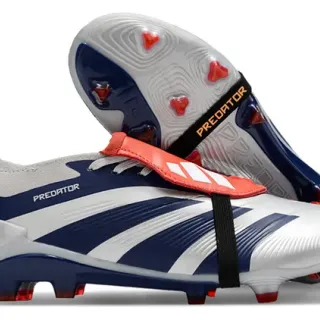 Adidas Predator Silver Navy Fermeture de sangle asymétrique Motif ondulé Cage midfoot Chaussures de soccer à crampons
