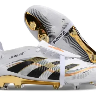 Adidas Predator +Teamgeist Zapatos de fútbol Blancos Negros Dorados Firm-Ground