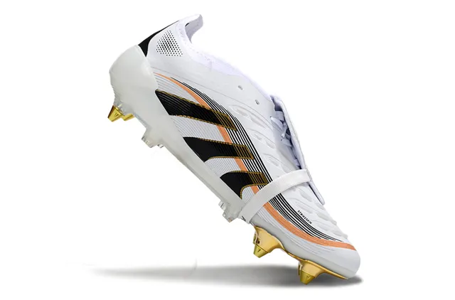 Adidas Predator White Gold Cage-Style Upper Soleplate Firm-Ground Soccer Shoes 2
