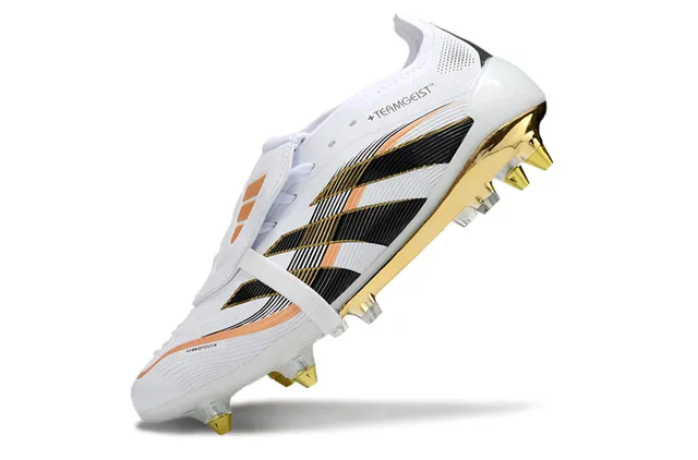 Adidas Predator White Gold Cage-Style Upper Soleplate Firm-Ground Soccer Shoes 3