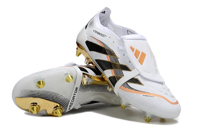 Adidas Predator White Gold Cage-Style Upper Soleplate Firm-Ground Soccer Shoes 4