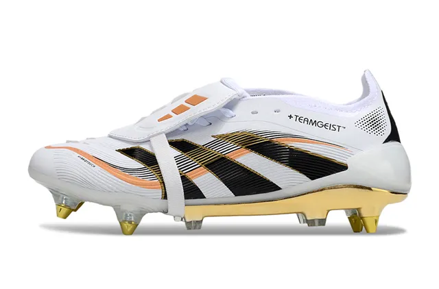 Adidas Predator White Gold Cage-Style Upper Soleplate Firm-Ground Soccer Shoes 7