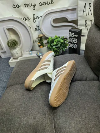 Adidas Samba Bege Marrom Mule Slip-On com Cadarço na Frente Mocassim 6
