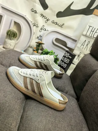 Adidas Samba Bege Marrom Mule Slip-On com Cadarço na Frente Mocassim 7