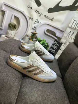 Adidas Samba Bege Marrom Mule Slip-On com Cadarço na Frente Mocassim 9