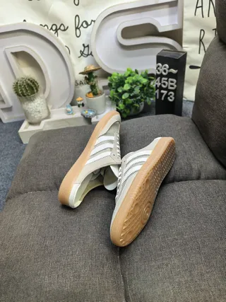 Adidas Samba Beige Mesh-Suede Open-Back Loafers 6
