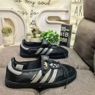 Adidas Samba حذاء رياضي أسود فضي نمط حياة