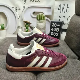 Adidas Samba Burgundy and White حذاء أسلوب حياة رياضي