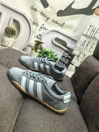 Adidas Samba Gris Blanco Ante Superior Tres Rayas Lifestyle Sneakers 7