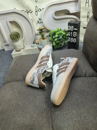 Adidas Samba Overlay de Dentelle Marron et Crème Sneakers de Style de Vie 6